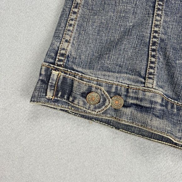 VTG Gap Jean Jacket Womens M 2002 Stretch Trucker Stretch Medium Wash Denim Y2K - Picture 11 of 13